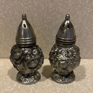 Elegant Silver Floral Salt and Pepper Shakers